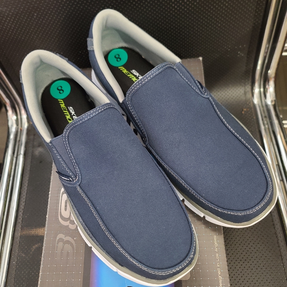 Skechers Men's Blue Slip-On Shoes, Memory Foam.